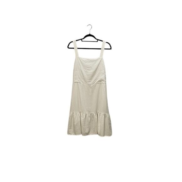 NEW YORK & COMPANY Women's L White Linen Blend Sleeveless Sundress Coastal Beach - Picture 1 of 6